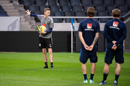 Goalkeeper coach Maths Elfvendal of the Swedish national