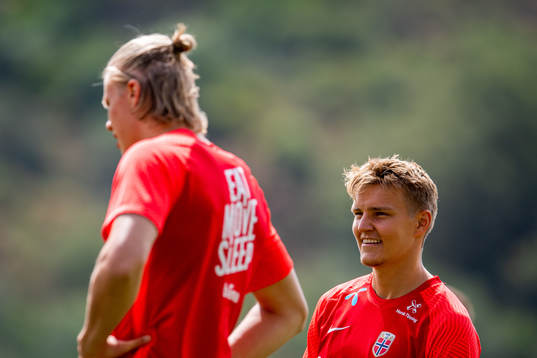 Erling Braut Haaland and Martin Ødegaard of the Norwegian