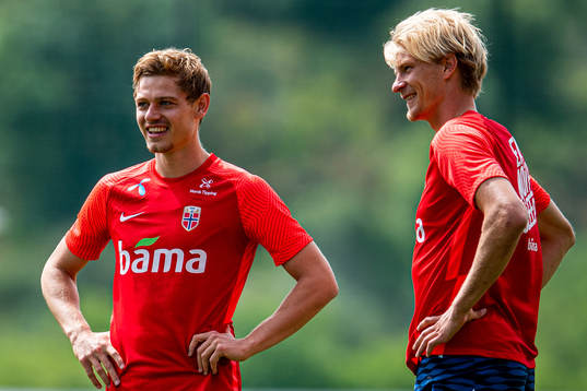 Julian Ryerson and Morten Thorsby of the Norwegian national