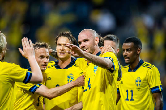 Marcus Danielson of Sweden celebrates 2-0