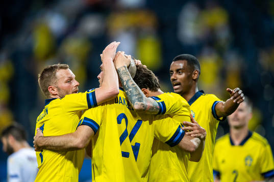 Marcus Danielson of Sweden celebrates 2-0