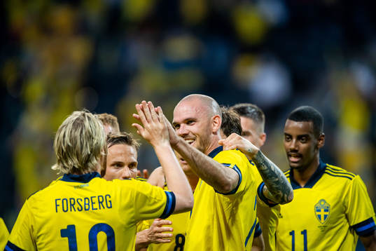 Marcus Danielson of Sweden celebrates 2-0