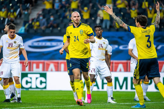 Marcus Danielson of Sweden celebrates 2-0