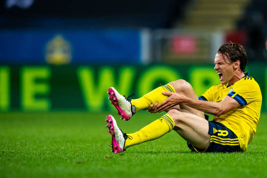 Albin Ekdal of Sweden in pain