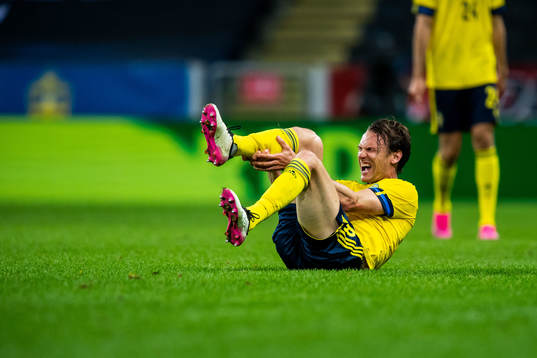 Albin Ekdal of Sweden in pain