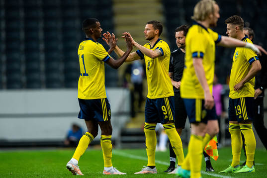 Alexander Isak and Marcus Berg of Sweden
