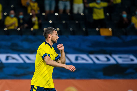 Marcus Berg of Sweden celebrates 3-1