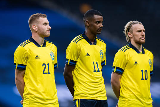 Dejan Kulusevski, Alexander Isak and Emil Forsberg of Sweden