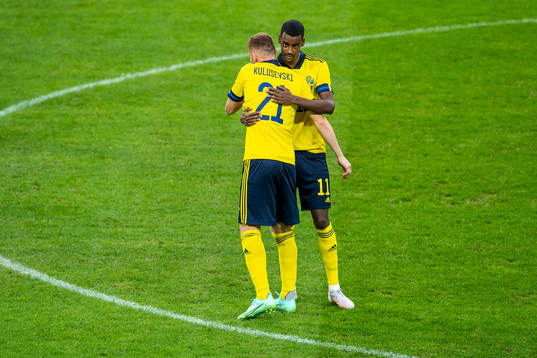 Dejan Kulusevski and Alexander Isak of Sweden