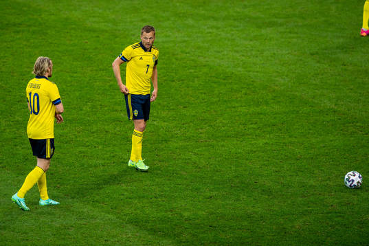 Emil Forsberg and Sebastian Larsson of Sweden