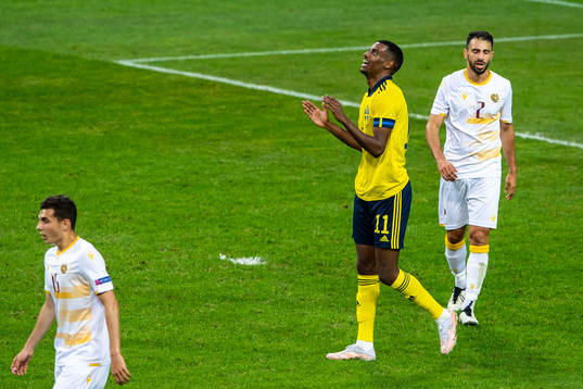 Alexander Isak of Sweden looks dejected
