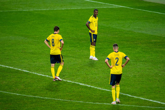 Albin Ekdal, Alexander Isak and Mikael Lustig of Sweden