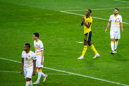 Alexander Isak of Sweden looks dejected