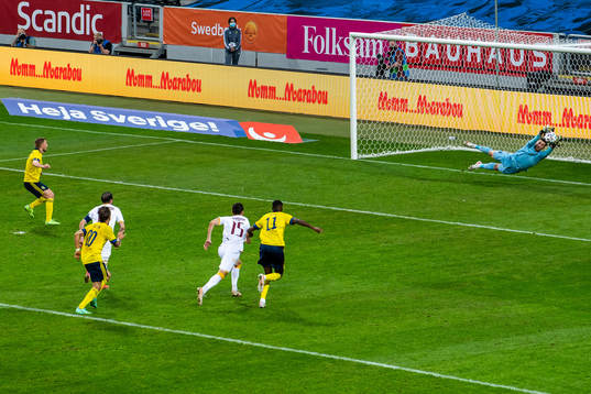 Goalkeeper Davit Yurchenko of Armenia saves panelty from