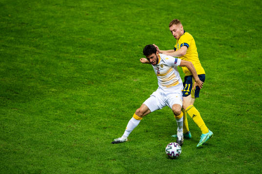 Karen Muradyan of Armenia and Dejan Kulusevski of Sweden