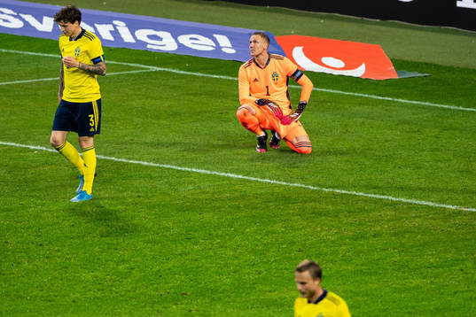 goalkeeper Robin Olsen of Sweden looks dejected