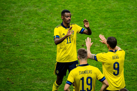 Alexander Isak and Marcus Berg of Sweden