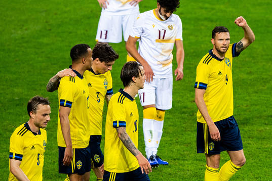 Marcus Berg of Sweden celebrates 3-1