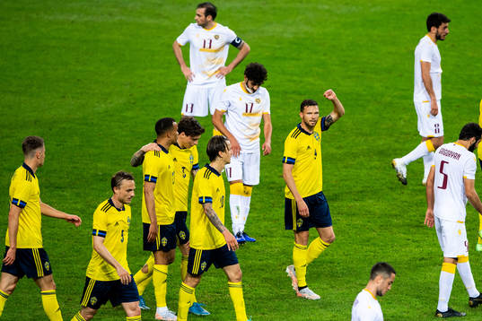 Marcus Berg of Sweden celebrates 3-1