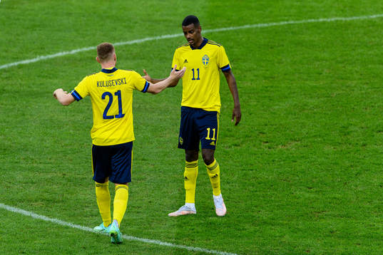 Dejan Kulusevski and Alexander Isak of Sweden