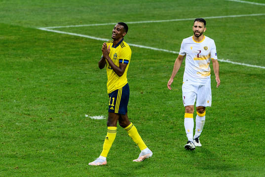 Alexander Isak of Sweden looks dejected