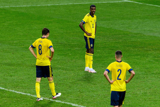 Alexander Isak, Albin Ekdal and Mikael Lustig of Sweden