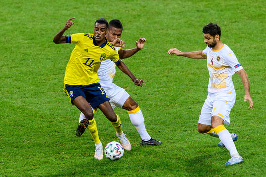 Alexander Isak of Sweden against Wbemyar Angulo Mosquera