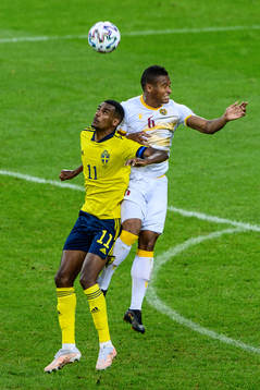 Alexander Isak of Sweden and Wbemyar Angulo Mosquera of