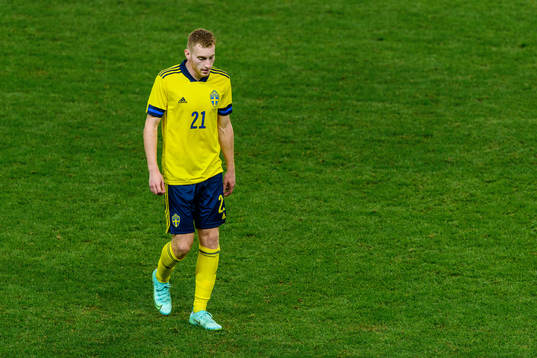 Dejan Kulusevski of Sweden looks dejected