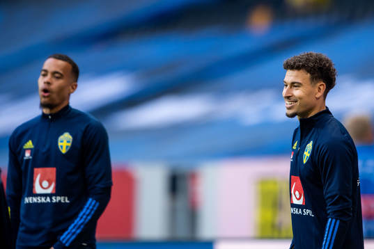 Robin Quaison and Jordan Larsson of Sweden