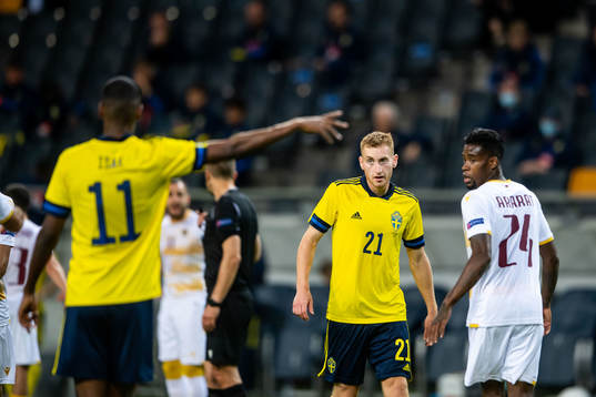 Dejan Kulusevski and Alexander Isak of Sweden and Jordi