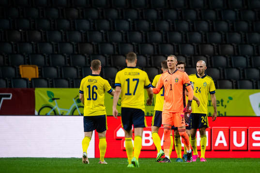 Emil Krafth, Viktor Claesson and goalkeeper Robin Olsen