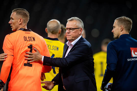 Goalkeeper Robin Olsen and Janne Andersson, head coach of