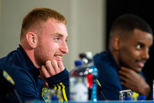 Dejan Kulusevski and Alexander Isak of Sweden