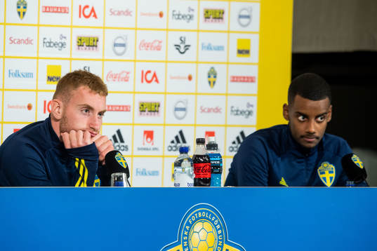 Dejan Kulusevski and Alexander Isak of Sweden