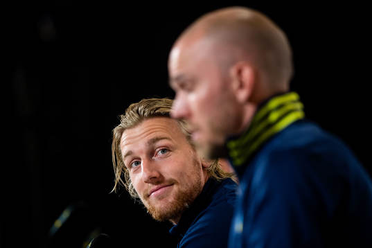 Emil Forsberg  and Marcus Danielson of Sweden