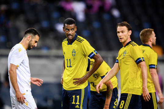 Alexander Isak and Albin Ekdal of Sweden