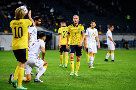 Emil Forsberg and Sebastian Larsson of Sweden