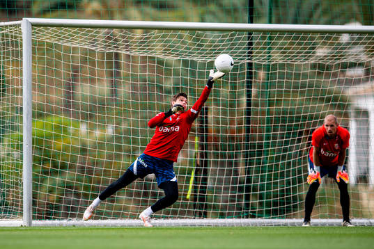 Goalkeepers Per Kristian Bråtveit and André Hansen of the