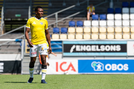 Falkenbergs Umar Bala Muhammed före fotbollsmatchen i