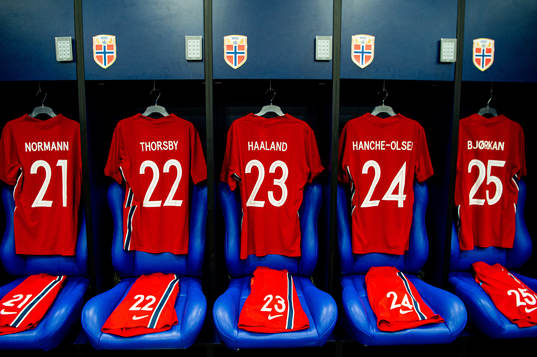 The shirts of Mathias Normann, Morten Thorsby, Erling Braut