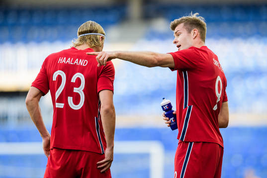Erling Braut Haaland and Alexander Sørloth of Norway