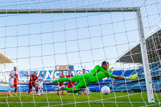 Stefan Strandberg of Norway scores the 1-2 goal behind