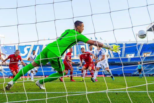 Stefan Strandberg of Norway scores the 1-2 goal behind