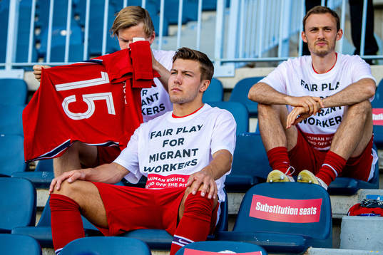 Fredrik André Bjørkan of Norway wearing a t-shirt with