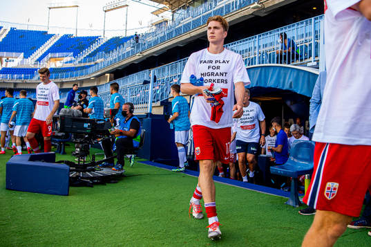 Kristian Thorstvedt of Norway wearing a t-shirt with the