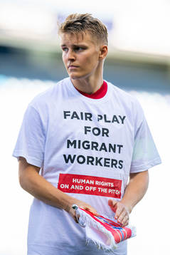 Martin Ødegaard of Norway wearing a t-shirt with the