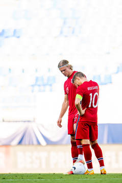 Erling Braut Haaland and Martin Ødegaard of Norway look