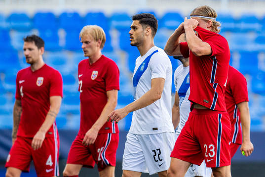 Erling Braut Haaland of Norway looks dejected at half-time