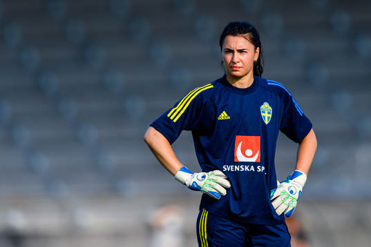 Goalkeeper Zecira Musovic of the Swedish women's national